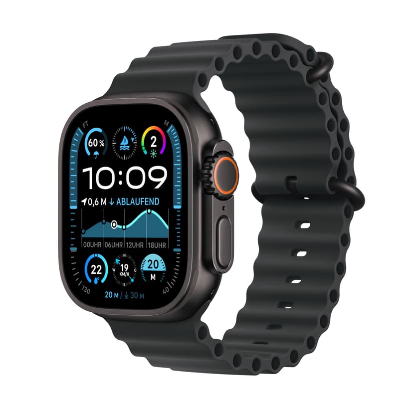 Apple Watch Ultra 2 [GPS + Celular, 49mm] Titanium Case with Black Ocean Band, One Size (Renewed) - 1