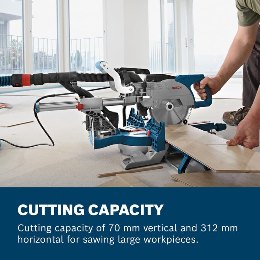 Bosch Professional GCM 8 SJL Sliding Mitre Saw (216 mm Blade, 70 mm Vertical, 312 mm Horizontal Cut Capacity, 2 Saw Blades, Dust Extraction System, Lightweight, Compact Design, Amazon Exclusive Set) - 2