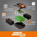 WORX Pack 2 Batteries et Chargeur Double 20V 4Ah WA3611, Batteries Haute Performance avec indicateur de Niveau de Charge, Charge Rapide, compatibles avec Tous Les Outils Worx PoweShare - 6