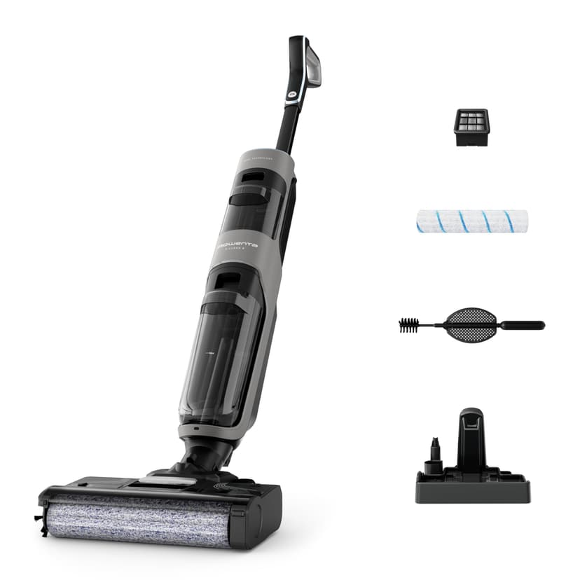 Rowenta X-Clean 4 Aspirateur Balai Laveur sans Fil, Aspiration et Lavage Puissant, Intelligent, Autonomie 50min, Autonettoyage GZ5036WO, Gris - 1