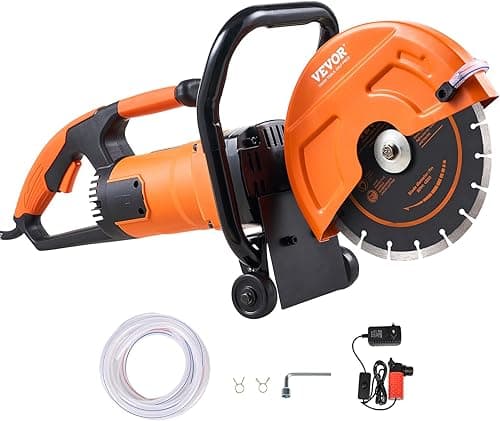 VEVOR Electric Concrete Saw, 230mm, Circular Saw High Power 2000W Cutting Depth 89mm Wet/Dry Disc Saw with Water Pipe, Water Pump, Blade, for Stone and Brick