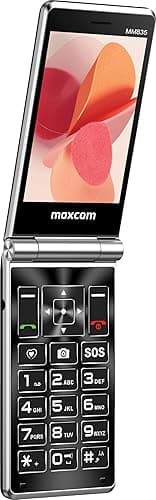 Maxcom MM835 4G Flip Phone Mobile Phone with 2 Large Displays 3.5" & 2.4", Hearing Aid Compatibility (HAC), SOS Button, Unlocked & SIM Free, USB-C
