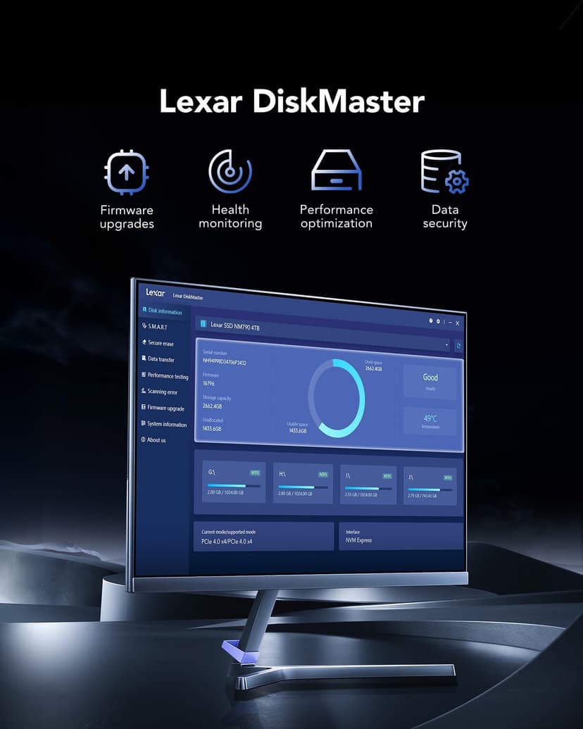 Lexar EQ790 4TB SSD, M.2 2280 PCIe Gen4x4 NVMe 1.4 Internal SSD, Up to 7,000MB/s Read, High-Performance Storage Internal Solid State Drive for AI Rendering, 4K Video Editing, PC & PS5 Gaming - 6