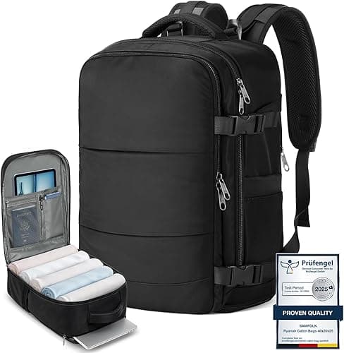 Samfolk Cabin Bags for Ryanair 40x20x25 Underseat Travel Bag 12 Pockets Hand Luggage Bag Cabin Bag with Separate Shoe Pocket for Women & Men Carry on Bag with Anti-theft Pockets (Blue, 40x20x25)