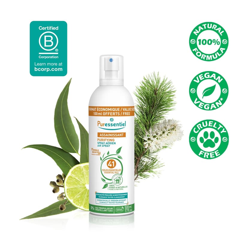 Puressentiel Purifying Air Spray 500 ml - 100% Natural Room Spray - Air Purifier - Air Freshener - Odour Eliminator - Organic Essential Oils - For Your Home, Car & Office - 2