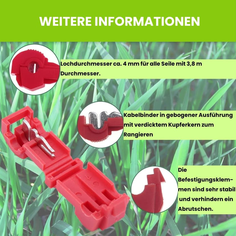 Pack of 20 Connection Terminals, Clip for Cable for Robotic Lawnmowers, Boundary Cable Charging Station, T-Branch Connector, Quick Connector, Power Thief Lawnmower e.g. Husqvarna, Gardena, Lawn Robot - 7