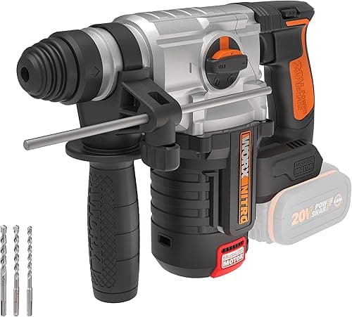 WORX, Worx 3 Function Brushless Hammer 2.2J 20V PowerShare WX380.9 No Battery or Charger Brushless Motor Variable Speed Control LED Light