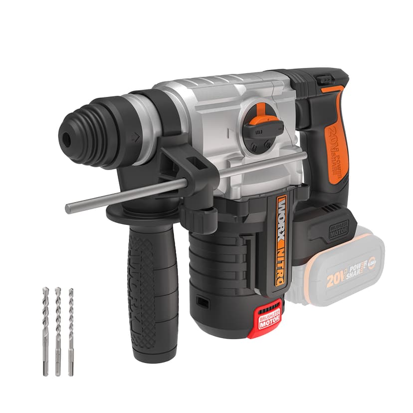 WORX, Worx 3 Function Brushless Hammer 2.2J 20V PowerShare WX380.9 No Battery or Charger Brushless Motor Variable Speed Control LED Light - 1