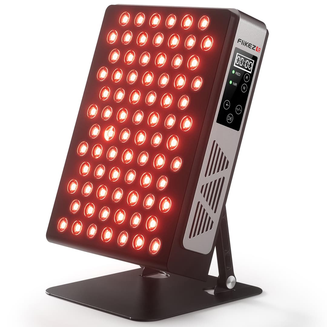 FliKEZE Red Light Panel, 78 Lamp Beads, 2 Chips (850nm, 660nm) Infrared Lamp with Timer, 180° Adjustable Stand Performance for Family, Sports