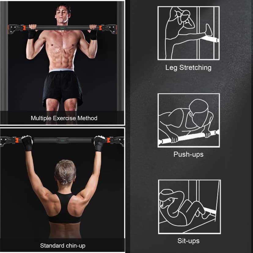 Barre de Traction, Barre de Traction sans Fixation, Barre de Tractions Porte,Installation sans Vis, Chargeable Jusqu'à 200 kg, Convient pour Une Largeur de Porte 72 cm-110 cm - 6