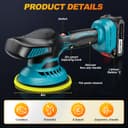 Polisseuse Voiture Sans Fil 150 mm à Double Action avec 2×21V 2000mAh Batteries, 13pcs Kit Polissage Voiture, 6 Vitesses Réglables 5500RPM, Lustreuse Polisseuse Orbitale pour Cirage et Rénovation Auto - 4