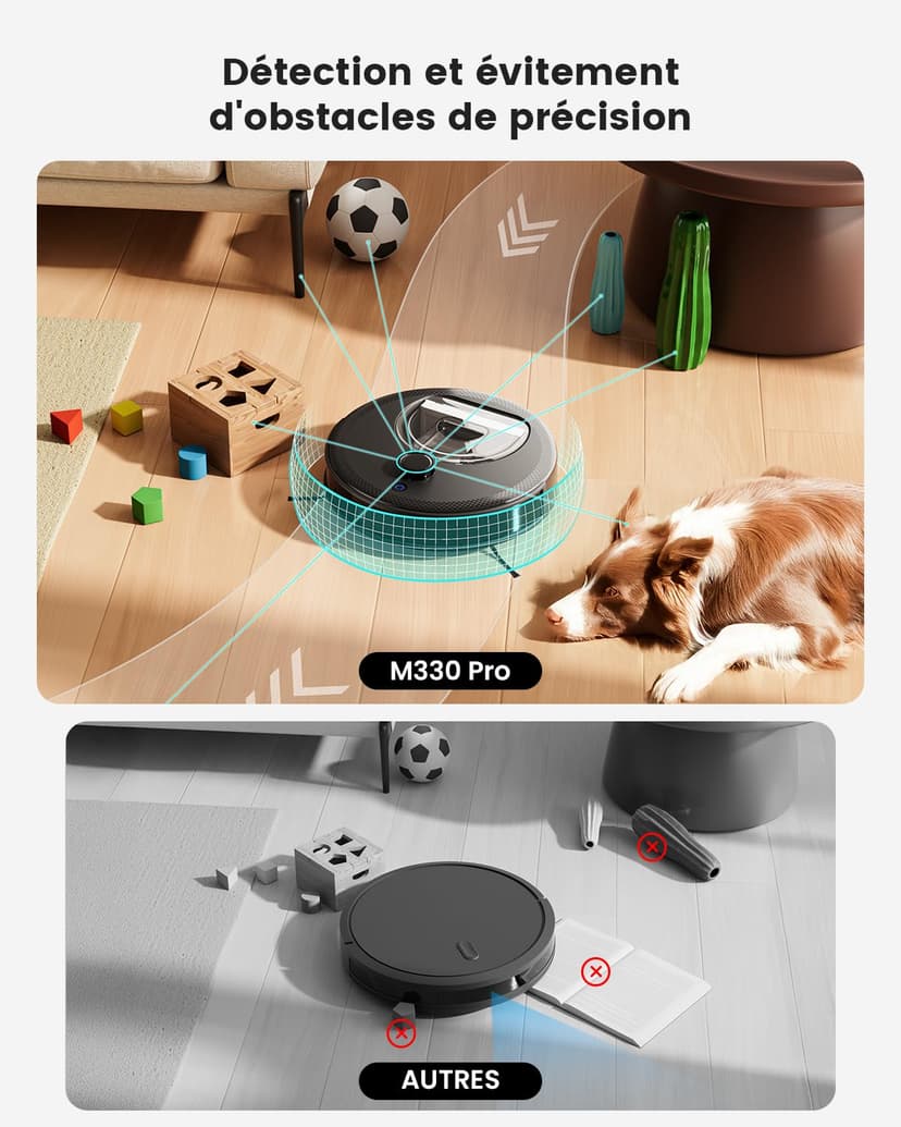 Lefant M330 Pro Robot Vacuum Cleaner 3 in 1, Robot Vacuum Cleaner 5000Pa Suction, DToF Navigation, Mapping, Virtual Zones, Obstacle Avoidance PSD, 150min, Connected by Alexa/APP/WiFi - 3