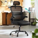 SONGMICS Chaise de Bureau, Chaise Ergonomique, avec Tissu en Maille Respirant à Double Couche, Soutien Lombaire Adaptatif, Appui-Tête Réglable, pour Bureau à Domicile, Noir d’Encre OBN041B01 - 2
