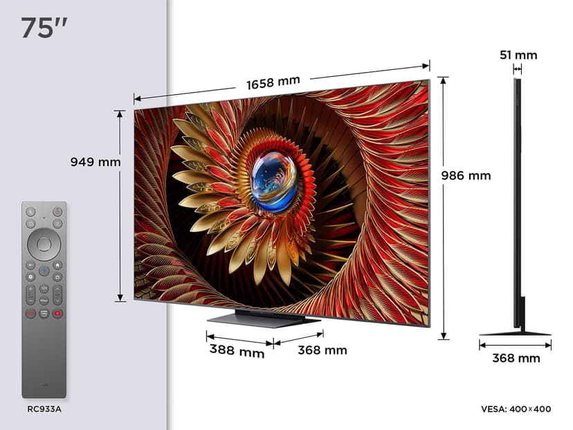 TCL C8K - 4K QD Mini LED Google TV 75" - 2