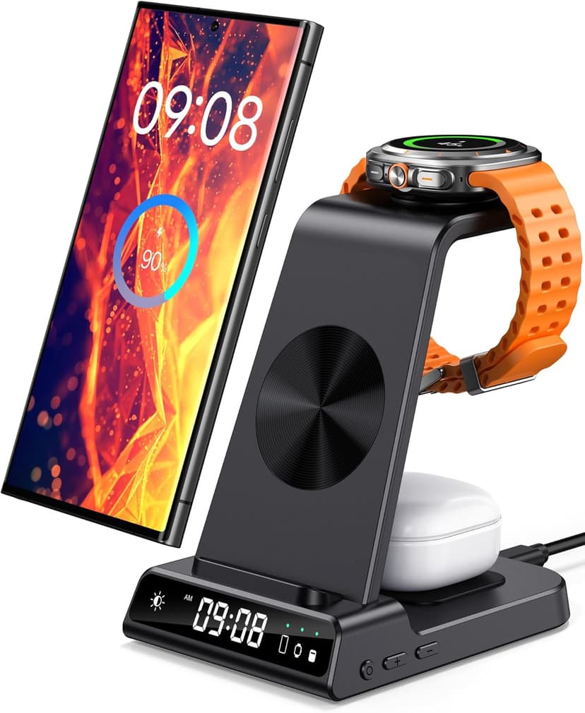 Chargeur Induction pour Samsung, Station de Charge 3 en 1 pour Samsung S25 Ultra/S25/S24 Ultra/S23/Z Flip 7/Z Flod 6, Chargeur sans Fil pour Galaxy Watch 8/8 Classic/Ultra/7/6/5, Galaxy Buds 3/3 Pro - 1