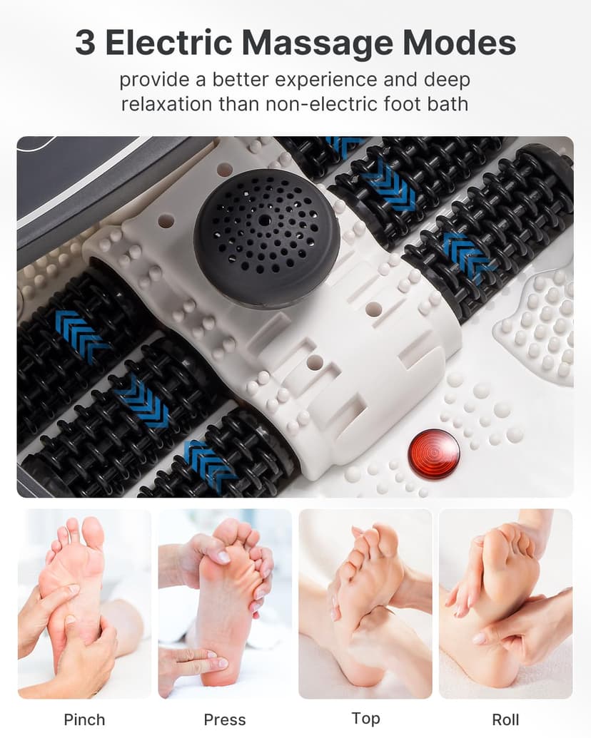 RENPHO Foot Spa and Massager with Heater, Gifts for Women, Foot Spa with Auto Roller, with 3 Modes Massage, Adjustable Timer and Temperature, Black - 2