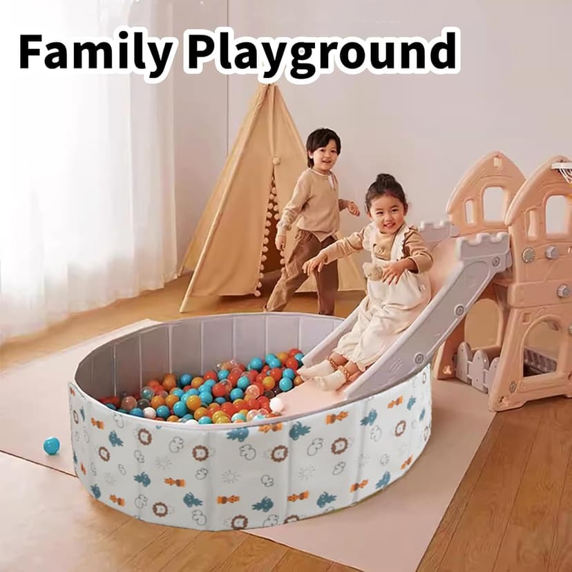 HB.YE Ball Pit for Babies and Toddlers Ball Pool Foldable Playground for Children's Room upgraded kids ball pit play yard Animal design |Gray 100 cm - 4