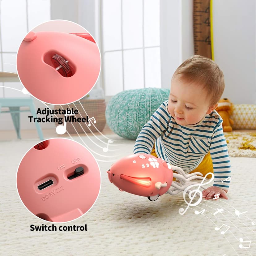 Smalody Smart Dancing Octopus Toy with LED Lights and Music, Rechargeable Interactive Baby Toys with Obstacle Avoidance, Ideal Sensory Gift for Christmas and Birthdays (Red) - 6