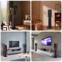 OUUTMEE Support pour enceintes en bois de 60 cm (24 pouces) – Supports HiFi robustes pour home cinéma, support universel pour enceintes à poser pour étagères avec design remplissable de sable (lot de - 8