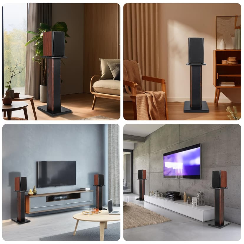 OUUTMEE Support pour enceintes en bois de 60 cm (24 pouces) – Supports HiFi robustes pour home cinéma, support universel pour enceintes à poser pour étagères avec design remplissable de sable (lot de - 8