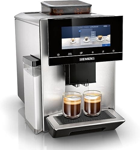 Siemens, machine à café automatique EQ900 TQ903D03, contrôle par l'application, écran tactile, mode barista, AromaBoost, réduction du bruit, broyeur premium, nettoyage à la vapeur, 1 500 W, inox