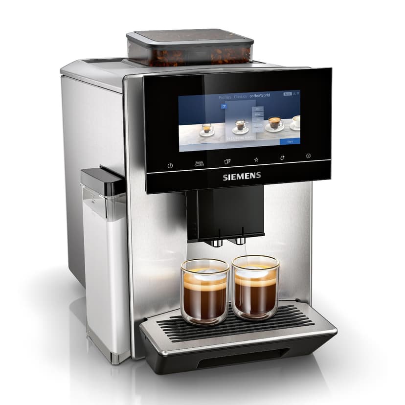 Siemens, machine à café automatique EQ900 TQ903D03, contrôle par l'application, écran tactile, mode barista, AromaBoost, réduction du bruit, broyeur premium, nettoyage à la vapeur, 1 500 W, inox - 1