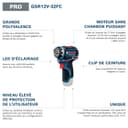 Bosch PRO 12V System Cordless Drill Driver GSR12V-32FC (incl. GFA 12-M, GFA 12-X, GFA 12-E, GFA 12-W, GFA 12-H, Aux. Handle, Depth Gauge, L-BOXX) - 2