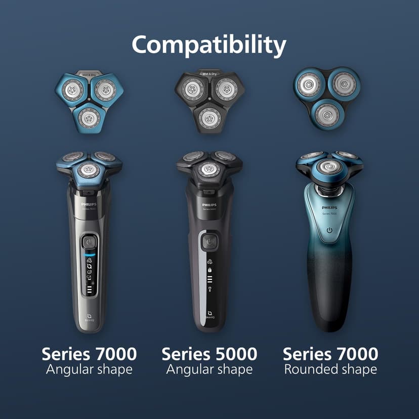 Philips SH71/50 Shaving Heads compatible with Philips Shavers Series 7000 (S7XXX) and Series 5000 (S55XX), replaces RQ12/70, RQ12/60, SH60/70, and SH70/70 - 4