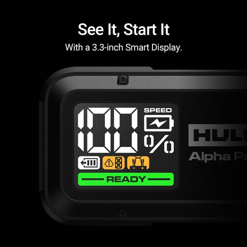Hulkman Alpha Pro, Solid Black, 1750A 59.2Wh Smart Jump Starter, PD65W in&Out Car Battery Pack, 12V Portable Jumper, for 8.0L Gas and 5.0L Diesel Engines, Jump Box with 3.3" LED Display - 5