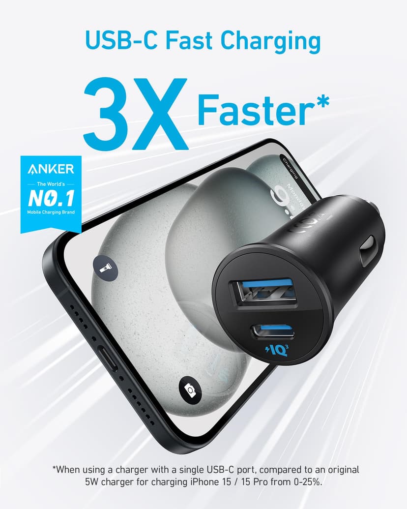 Anker Car Charger, 30W 2-Port USB C Car Adapter with PowerIQ 3.0, For iPhone 17/16/15/14/13 Series, Galaxy S23/S22/S21, iPad Pro, AirPods, and More - 2