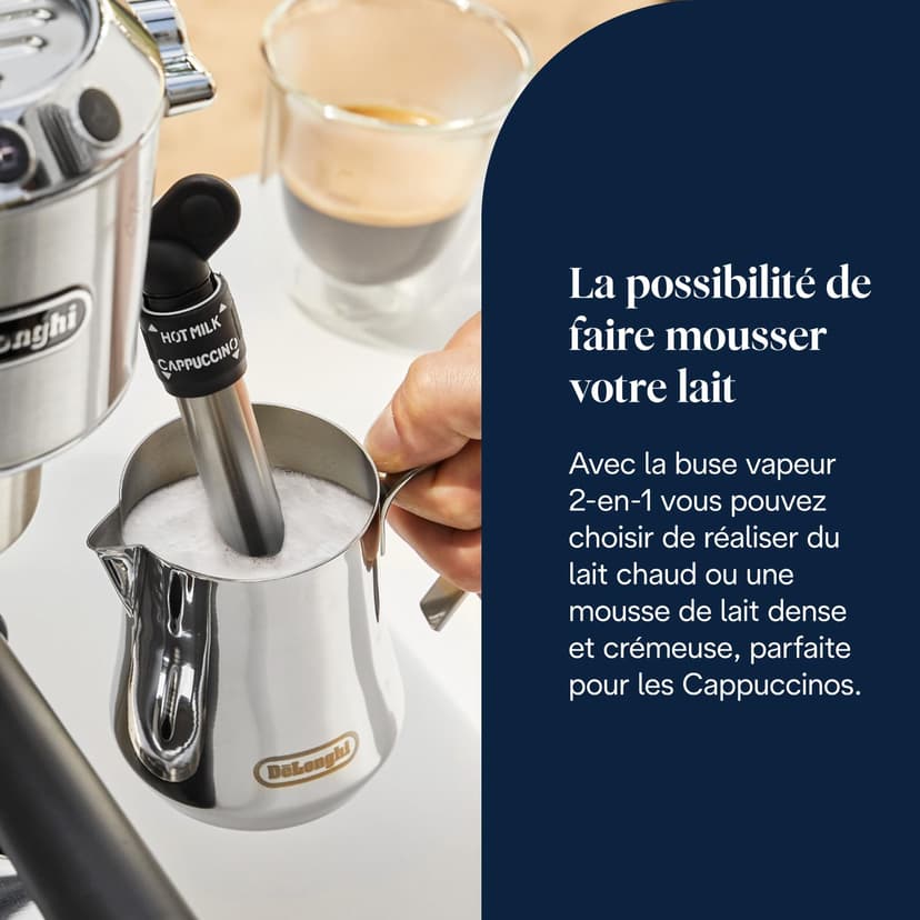 De'Longhi Dedica Style, Traditional Pump Espresso Machine, Coffee and Cappuccino Maker, EC685M, Silver - 6