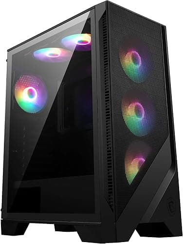 MSI MAG FORGE 120A AIRFLOW Mid-Tower PC Case - ATX Capacity, up to 330mm RTX 40 GPU Support, 6 x 120mm ARGB Fans, Magnetic Dust Filters, Tempered Glass, 1-6 ARGB Control Board, USB 3.2 Gen 1 Type-A
