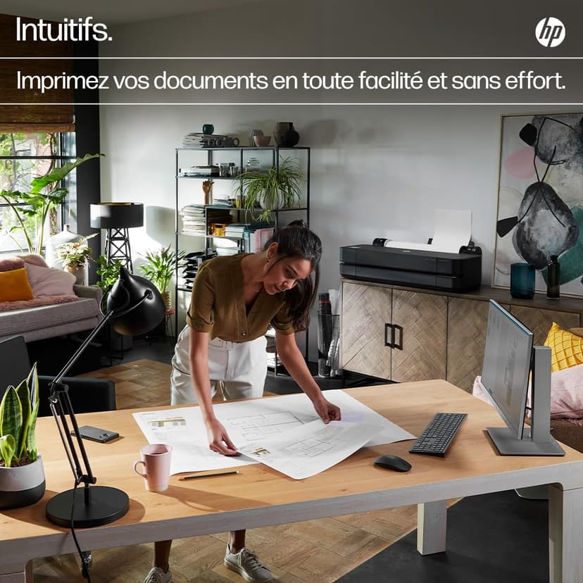 HP DesignJet T650 24, 61cm, Imprimante Grand Format, Traceur, Standard A4-A1, 81 Impressions A1/h, Wi-FI, Ethernet, USB, 2400x1200dpi, Métal recyclé, Version 2025, Garantie 2 Ans, Click, Noir - 4
