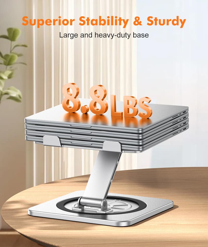 EOIWUY Laptop Stand with 360° Swivel Base, Portable Foldable Laptop Riser for Desk, Ergonomic Adjustable Cookbook Holders Computer Stand Holder for Team Work, Compatible with MacBook Pro/Air (10-16") - 3