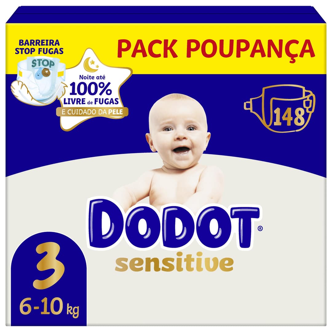 Dodot Sensitive Taille 3 (6-10 kg) Mega Pack 148 couches …