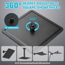 Moshiqgaol Tête de Douche Carré en Acier Inoxydable 30 x 30CM, Pommeau de Douche Haute Pression avec 144 Buses en Silicone Anti-Calcaire, Rotation 360°, Économiseur d'Eau, Installation Facile(noir) - 6
