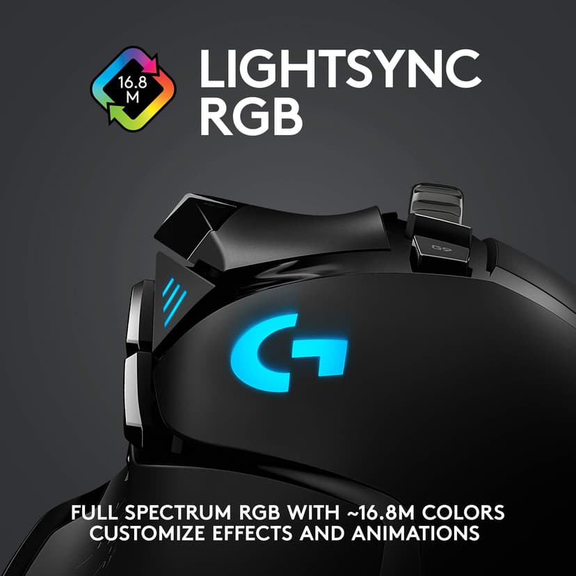 Logitech G502 Lightspeed Wireless Gaming Mouse, Hero 25K Sensor, 25,600 DPI, RGB, Adjustable Weights, 11 Programmable Buttons, Long Battery Life, POWERPLAY-Compatible, PC/Mac - Black - 8