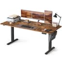SONGMICS Bureau Électrique Réglable en Hauteur, 180 x 80 cm, Table Assis-Debout, Fonction Mémoire 4 Hauteurs, pour Bureau, Télétravail, Marron Rustique LSD138K01 - 1
