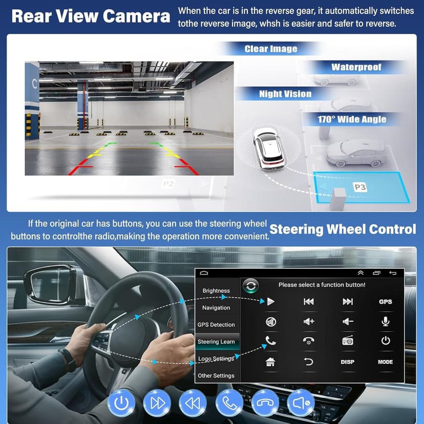 2+32G Android 13 Autoradio pour Skoda Fabia 2007-2014 avec sans Fil CarPlay Android Auto, 7 Pouces Radio Stéréo avec Navigation GPS Bluetooth Wi-FI FM RDS Caméra de recul Incluse - 5