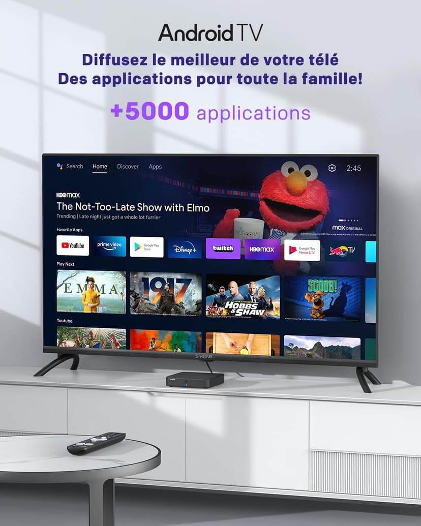 STRONG SRT420 Hybrid Streaming Box Android TV + TNT, 4K, HDR, Dolby® Digital and Dolby® Digital Plus, Chromecast, Voice Assistant Google, Netflix, Disney+, Prime, WiFi, Ethernet, Bluetooth - 3