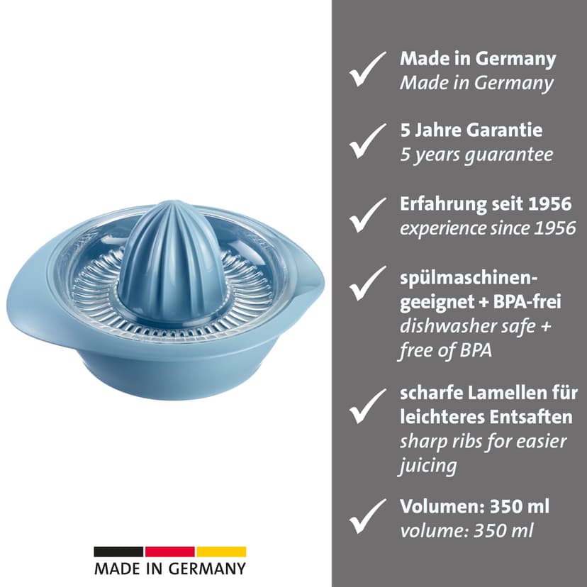 Westmark Citrus Juice Press with Container, Diameter: 18.7 cm, Capacity: 0.5 litres, Plastic, Limetta, Blue, 3091227B - 2