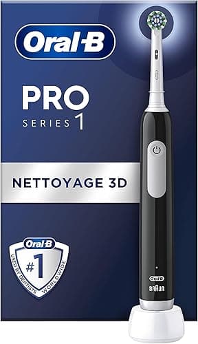 Oral-B Pro Series 1 Brosse à Dents Électrique, Noir, 1 Brossette Nettoyage 3D, Élimine la Plaque Dentaire, 3 Modes de Brossage, Minuteur, 1 Étui De Voyage, Rechargeable
