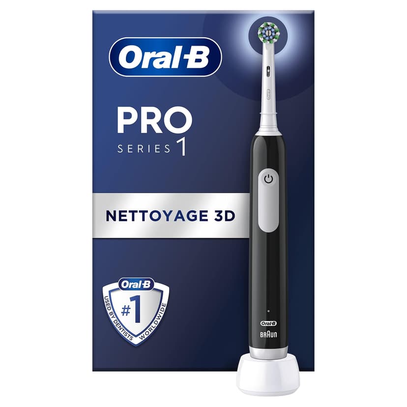 Oral-B Pro Series 1 Brosse à Dents Électrique, Noir, 1 Brossette Nettoyage 3D, Élimine la Plaque Dentaire, 3 Modes de Brossage, Minuteur, 1 Étui De Voyage, Rechargeable - 1