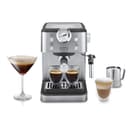 De'Longhi Linea Classic EM450.M Machine à café manuelle avec tige vapeur, machine à expresso avec pompe barista, buse pour cappuccino, filtre double paroi, 15 bar, tasse jusqu'à 13 cm, acier - 1