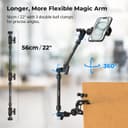 SMALLRIG 22" Magic Arm w Clamp, Flexible Desk Camera Mount & Clamp, Articulating Friction Boom Arm w Thread Adapter, for Light, Webcam, Mic, Action Camera - 4766 - 3