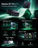 NiPoGi Essenx E1 Mini PC AMD Ryzen 3250U Windows 11 Pro (2C/4T, up to 3.5 GHz) 8GB DDR4 RAM + 256GB SSD, 4K@60Hz dual display HDMI 2.0 + DP/Wi-Fi/BT/LAN, mini computer for office/education - 2