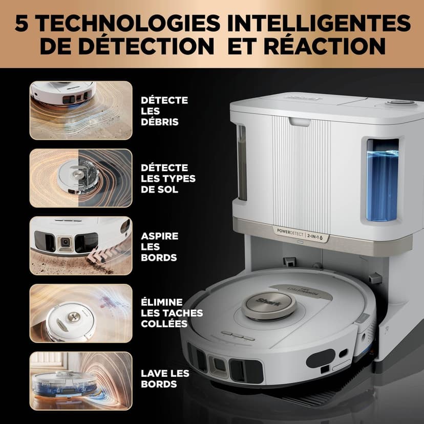 Shark PowerDetect 2-in-1 Robot Vacuum Cleaner and Mop, NeverTouch Pro 60 Days Self Legend, Additional and Cleaning Robot with 3D & LiDAR Navigation, NeverStuck, Wi-Fi/App/Alexa, White AV2810ZEEUWH - 6