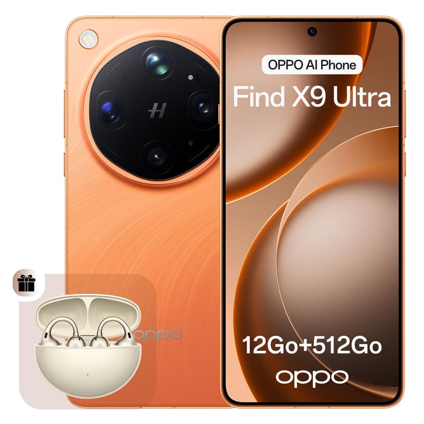 OPPO Find X9 Ultra 5G Unlocked Smartphone, Dual 200MP Hasselblad Cameras, 10x Ultra-Sensing Optical-Zoom, 8K Video, 7050mAh, 144Hz 2K Display, Snapdragon 8 Elite Gen 5, Canyon Orange(with Enco Clip2) - 1