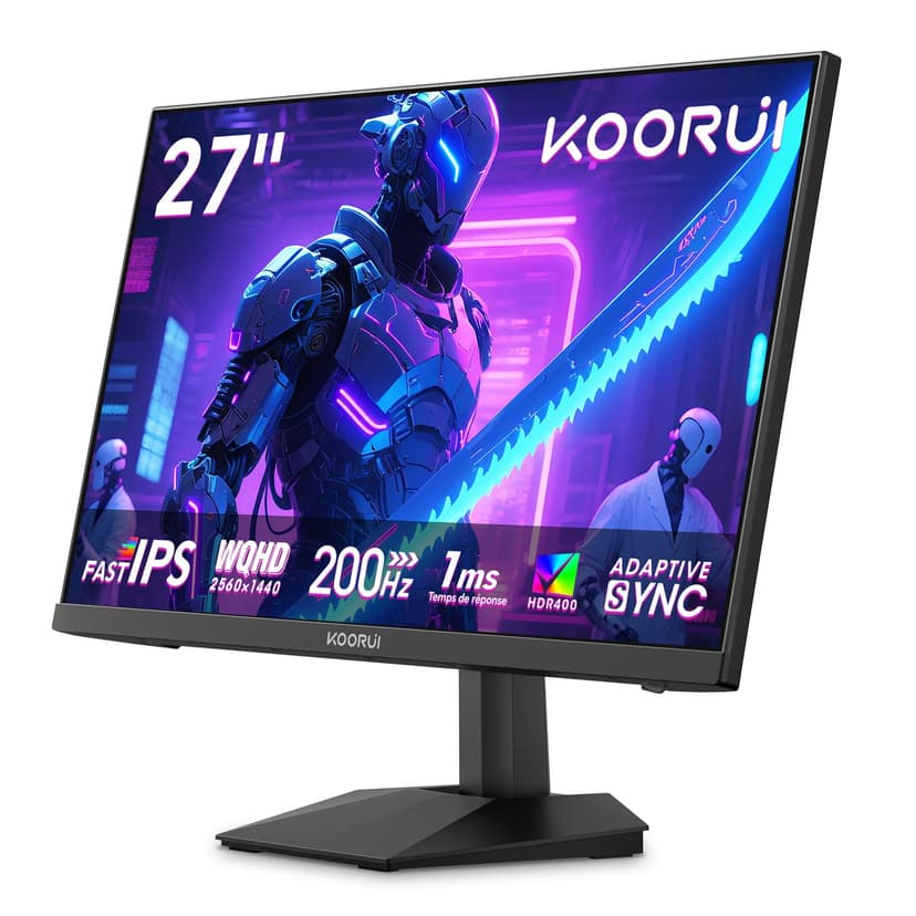 KOORUI G2721P Ecran PC Gamer 27 Pouces - 200Hz IPS QHD 1440P Ecran Gaming, 1ms HDR400 Adaptive Sync, Compatible VESA 75x75mm, HDMI 2.0/DP1.4 - 5