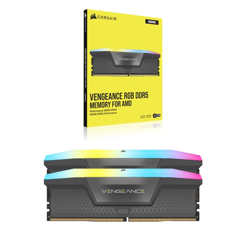 CORSAIR VENGEANCE RGB DDR5 32Go (2x16Go) DDR5 6000MHz CL30 AMD EXPO Intel XMP iCUE Mémoire Informatique Compatible - Gris (CMH32GX5M2B6000Z30K) - 6